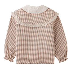 Блуза с длинным рукавом Gingersnaps "Bernadette Sutherland", бежевая клетка